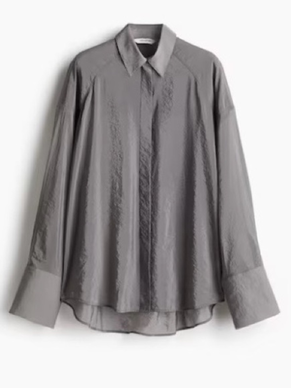 H&M Gray Oversized Organza Button-Down Shirt